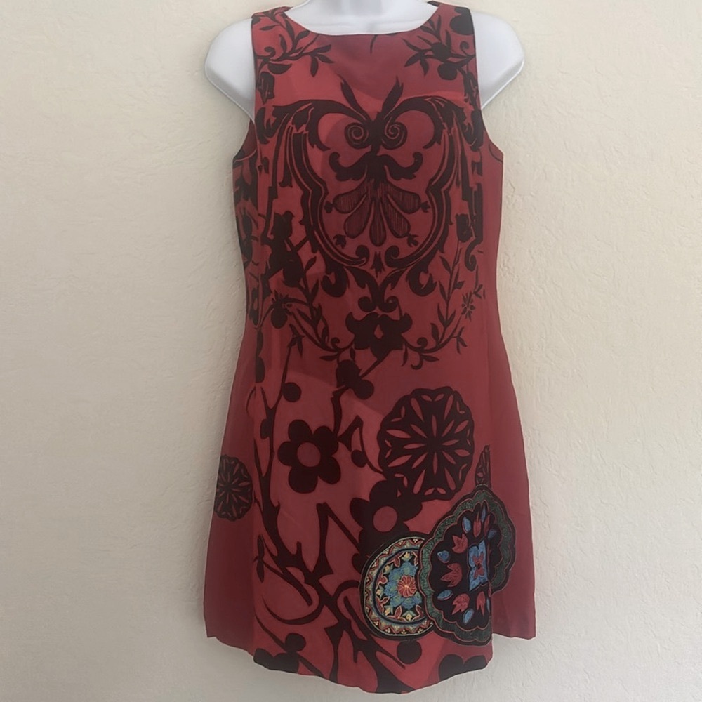 Desigual Sleeveless Red & Black Dress Size 36/Size 4
